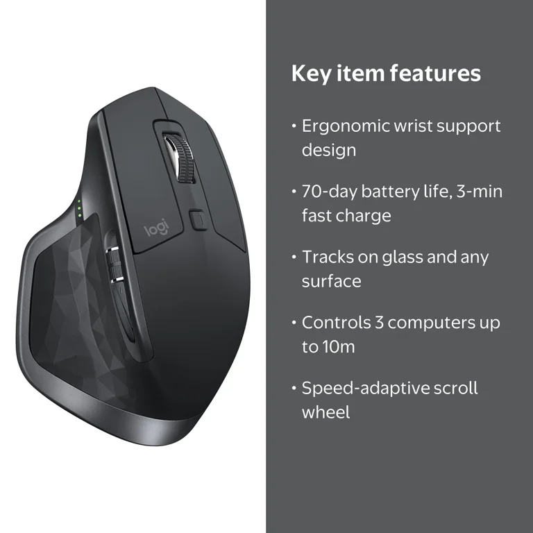 Logitech, Optical Wireless Mouse, MX Master 2S, Graphite - Walmart.com