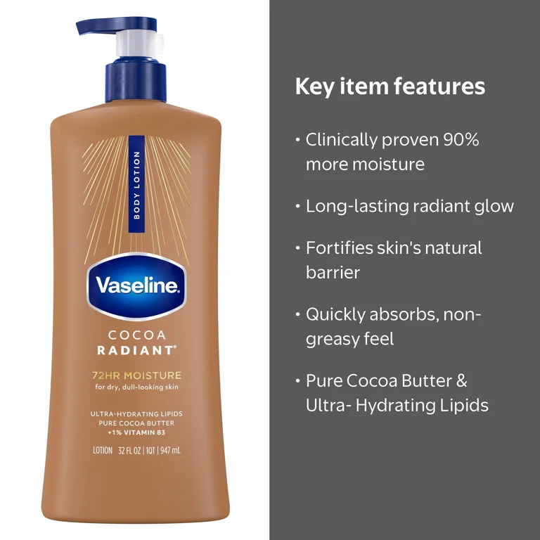 Vaseline Intensive Care Body Lotion for Dry Skin Cocoa Radiant