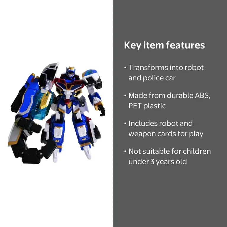 Metal Cardbot Blue Cop S Transformation Robotbot Toy 7.9