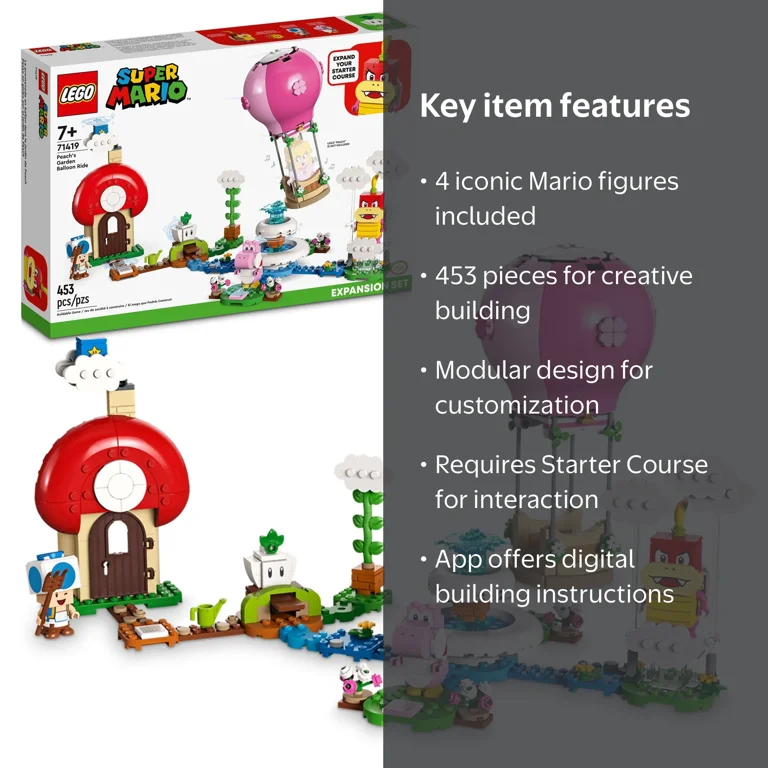 LEGO Super Mario Peach's Garden Adventure 71419 with Pom Pom, Blue