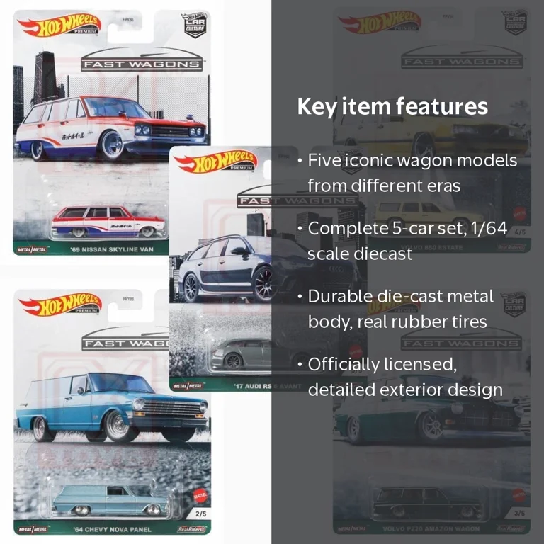 Hot Wheels 2021 Car Culture Fast Wagons Series, Set of 5, 1/64