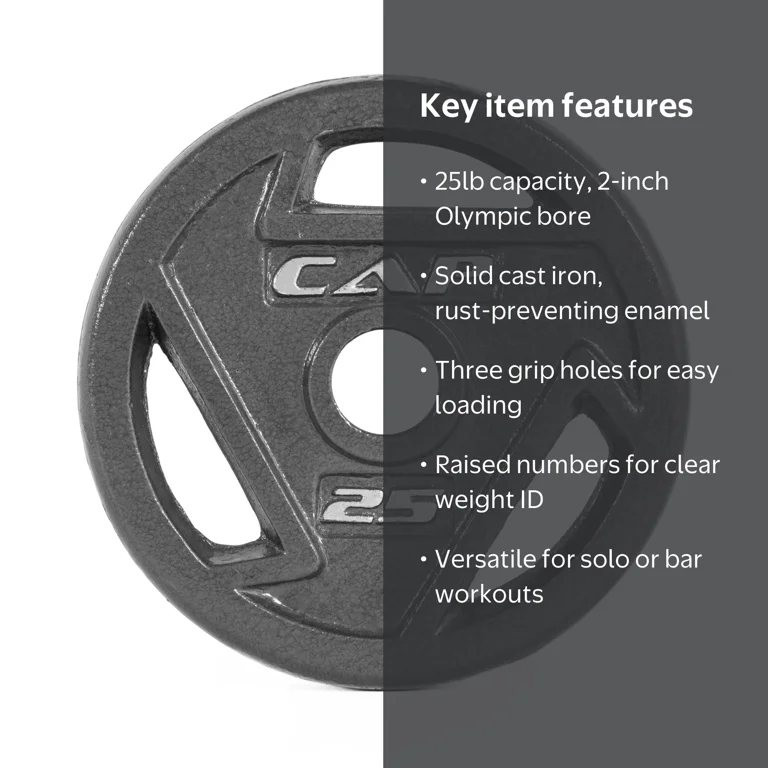 CAP Barbell, 25lb 2 inch Olympic Grip Weight Plate, Grey - Walmart.com