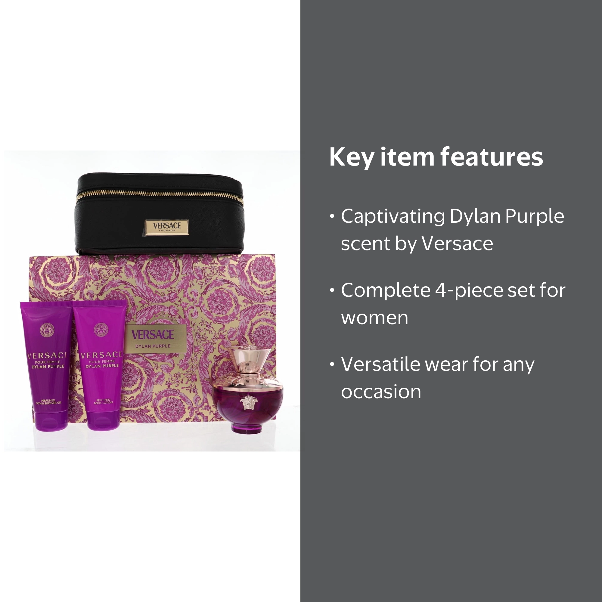 Versace Dylan Purple 3.4 OZ Eau De Parfum Spray, Bath Gel, Body