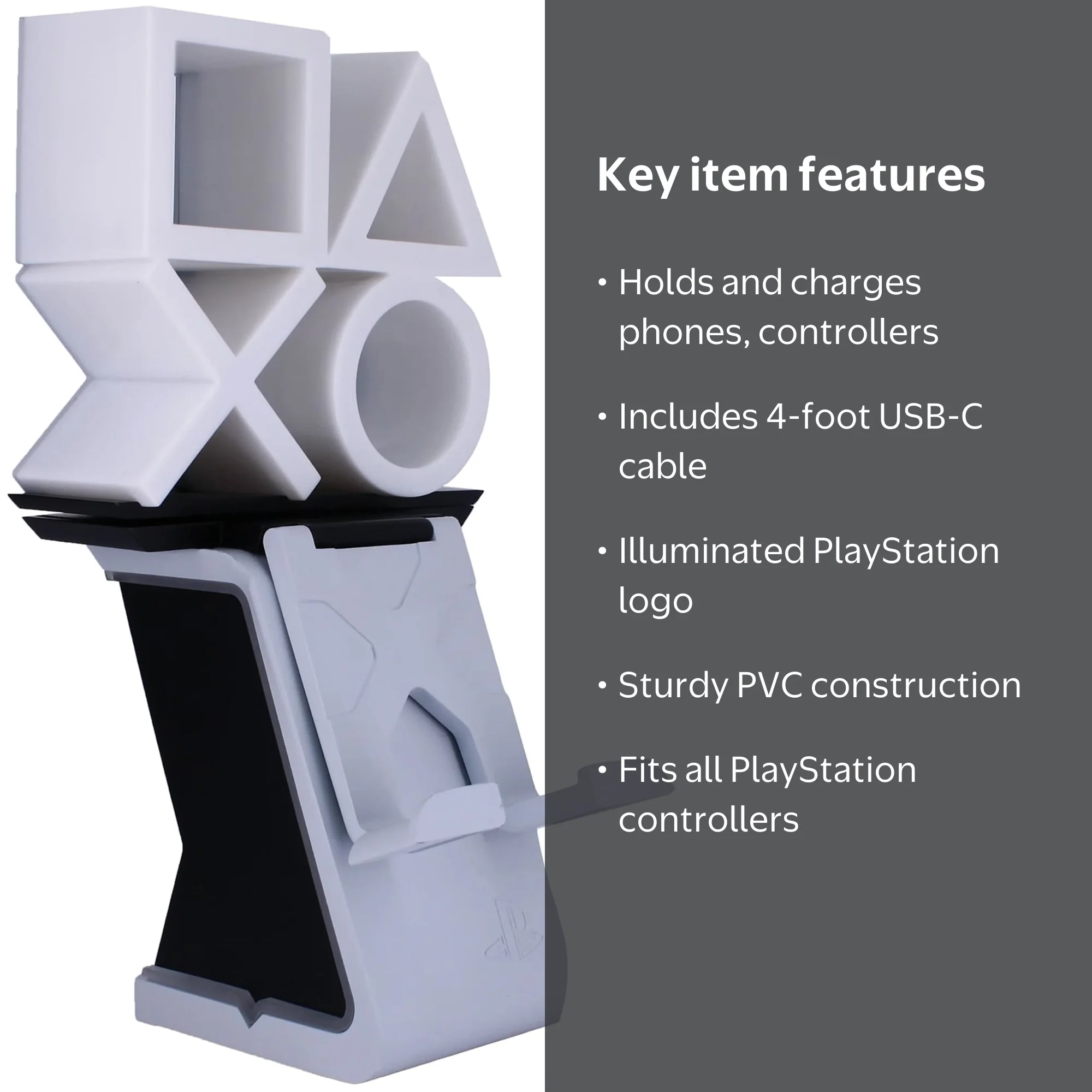 Exquisite Gaming Cable Guys LED IKONS PlayStation Logo Charging