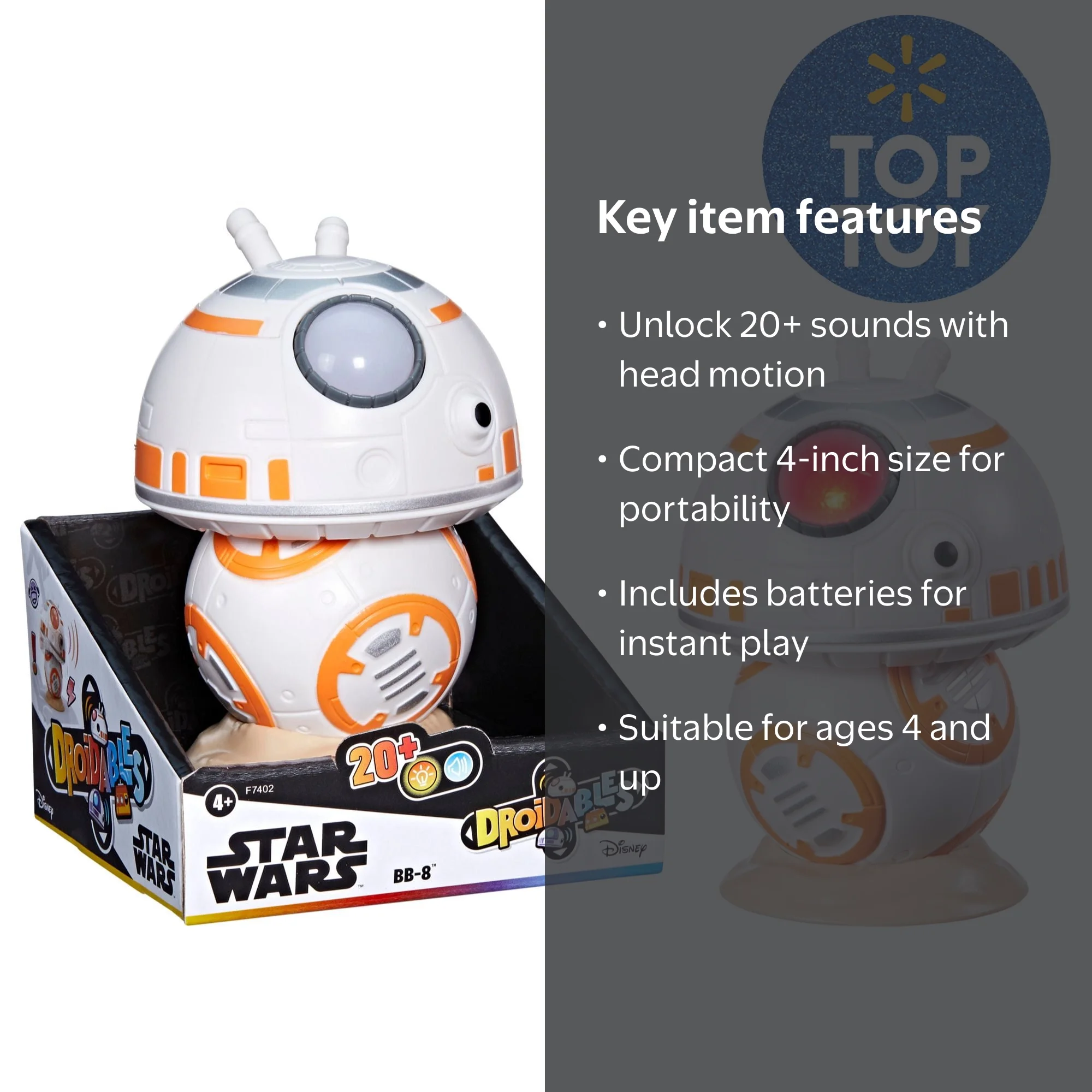 Star Wars Interactive Droidables BB-8 Toy, 4 Inch, Ages 4 and Up