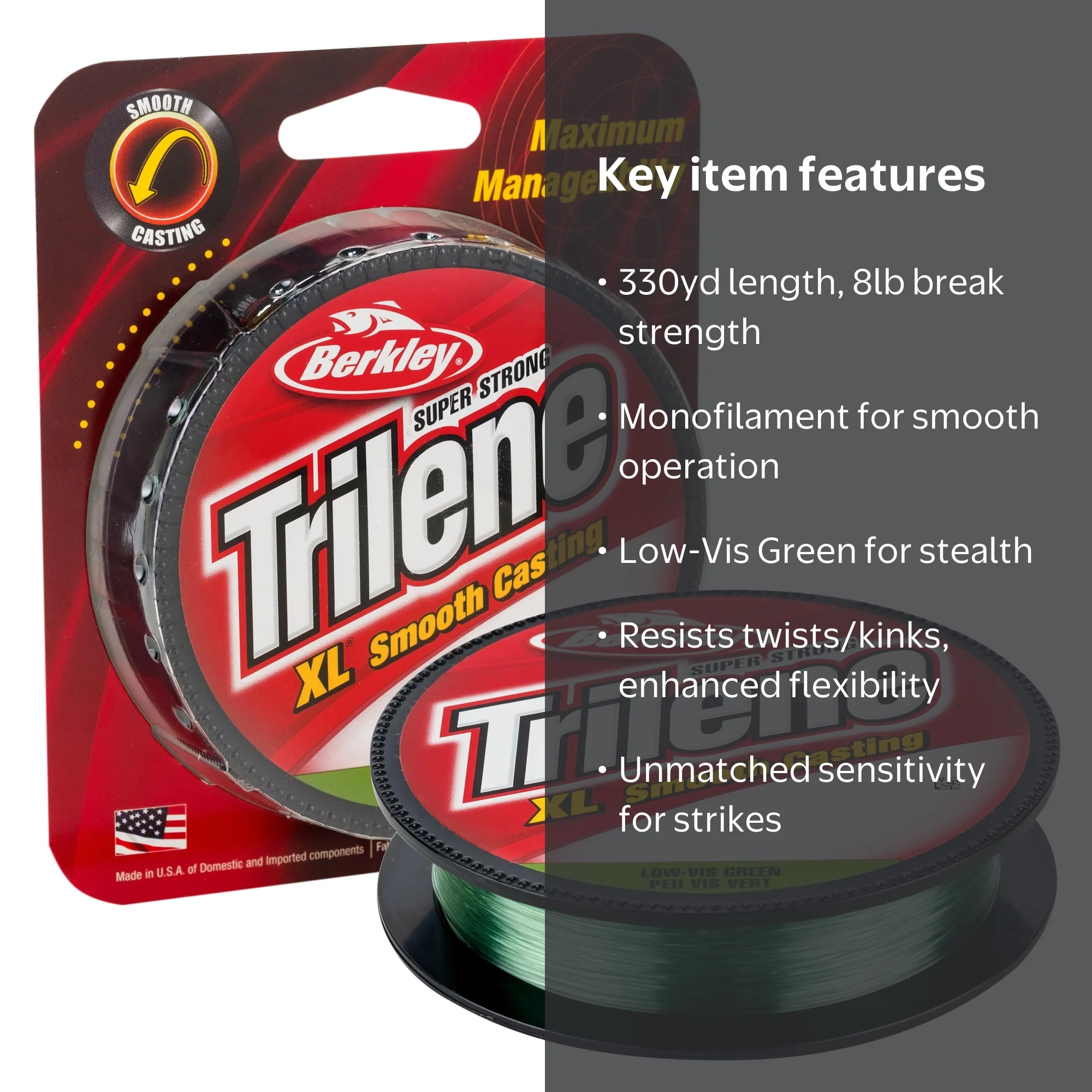 Chelsy【289 Le Lien】 Berkley, Monofilament Fishing Line, XL Low-Vis Green, 8 lb test