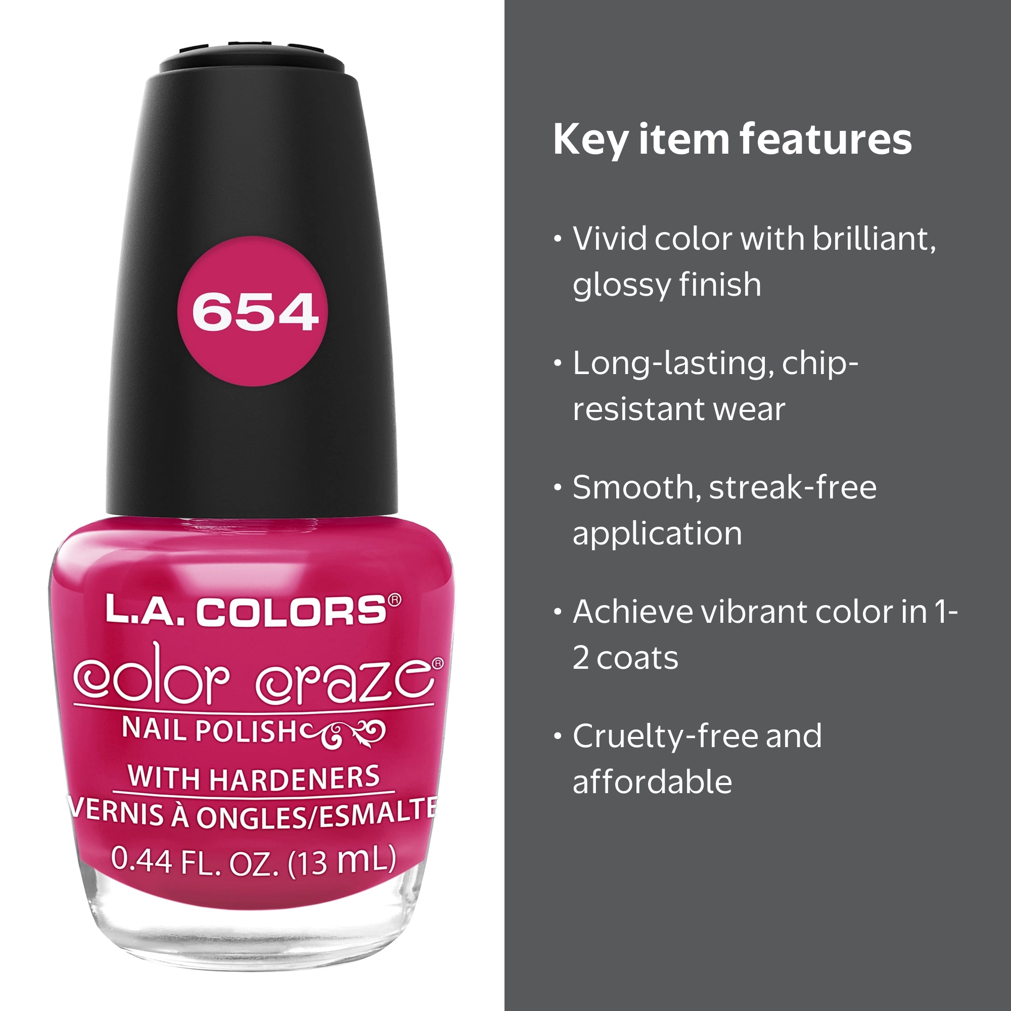 L.A. COLORS Color Craze Nail Polish, Hibiscus 0.44 fl oz - Walmart.com