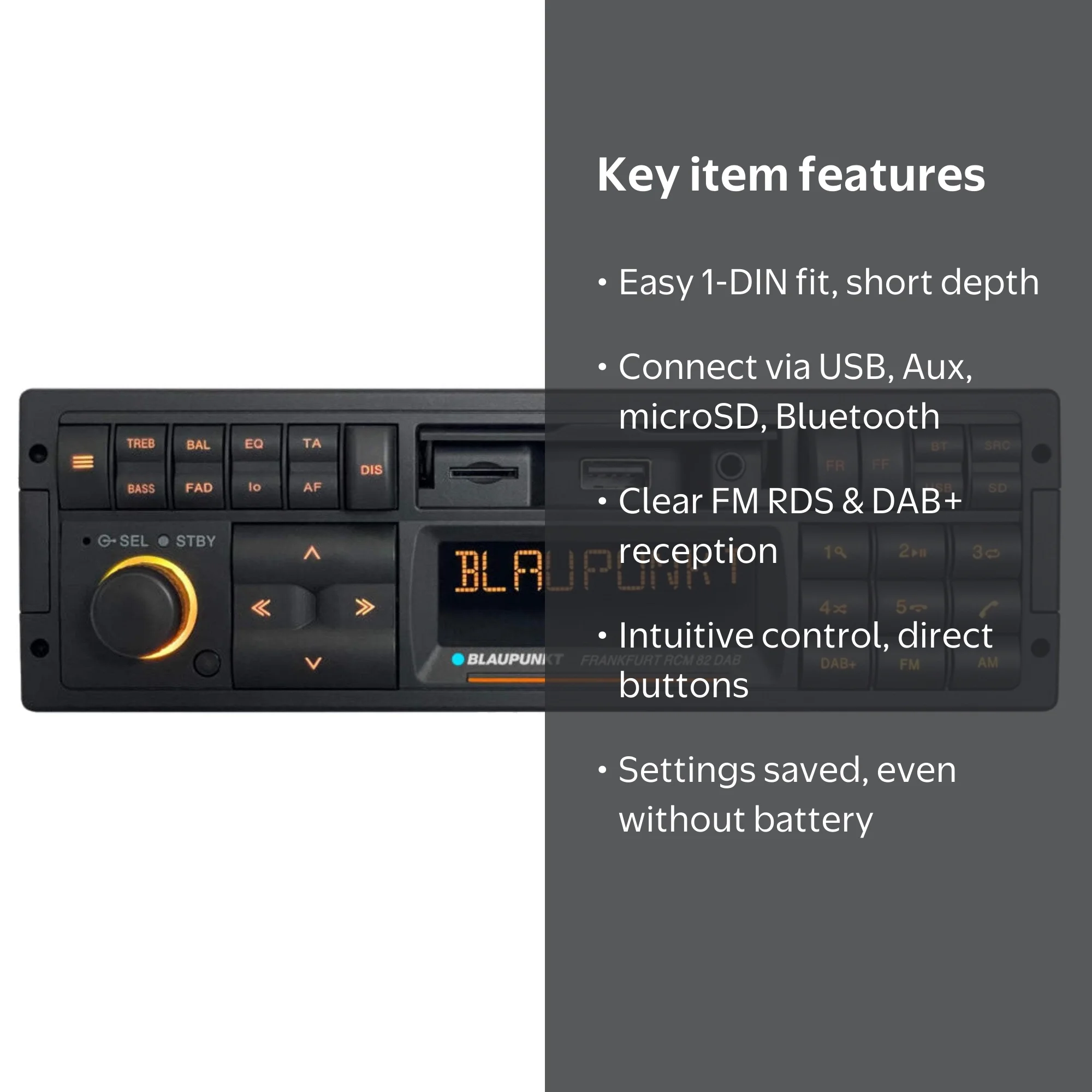 Blaupunkt FRANKFURT RCM 82 DAB Legacy Car Stereo with Bluetooth