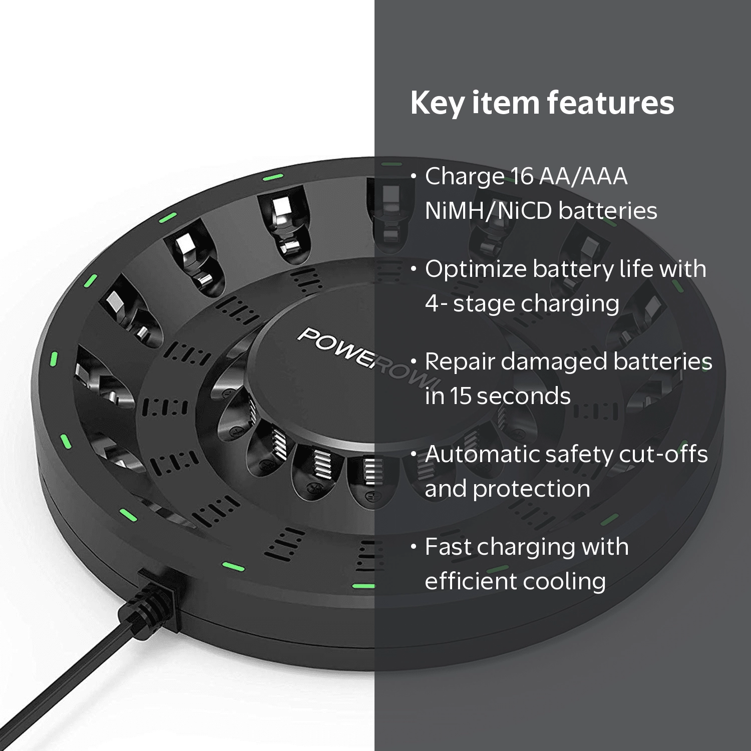 multi-bay vape battery charger POWEROWL 16 Bay High Speed with Smart LED for AA AAA NIMH NICD Rechargeable Batteries this can be increased Spring Green size:10 Pack Berry Melon Ice + Melon Madness Pyro Duo Vaporesso Vaporesso Zero S: