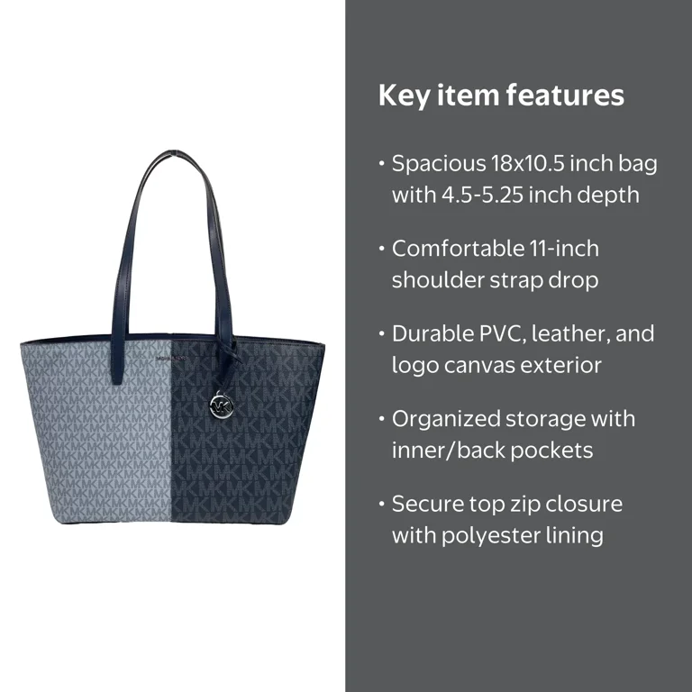 Michael Kors Jet Set Travel Medium Top Zip Tote Navy Multi MK