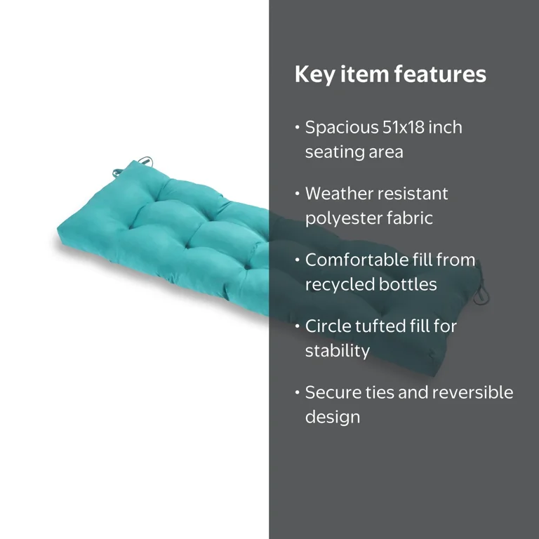 Greendale Home Fashions Teal 51 x 18 in. Outdoor Reversible Tufted
