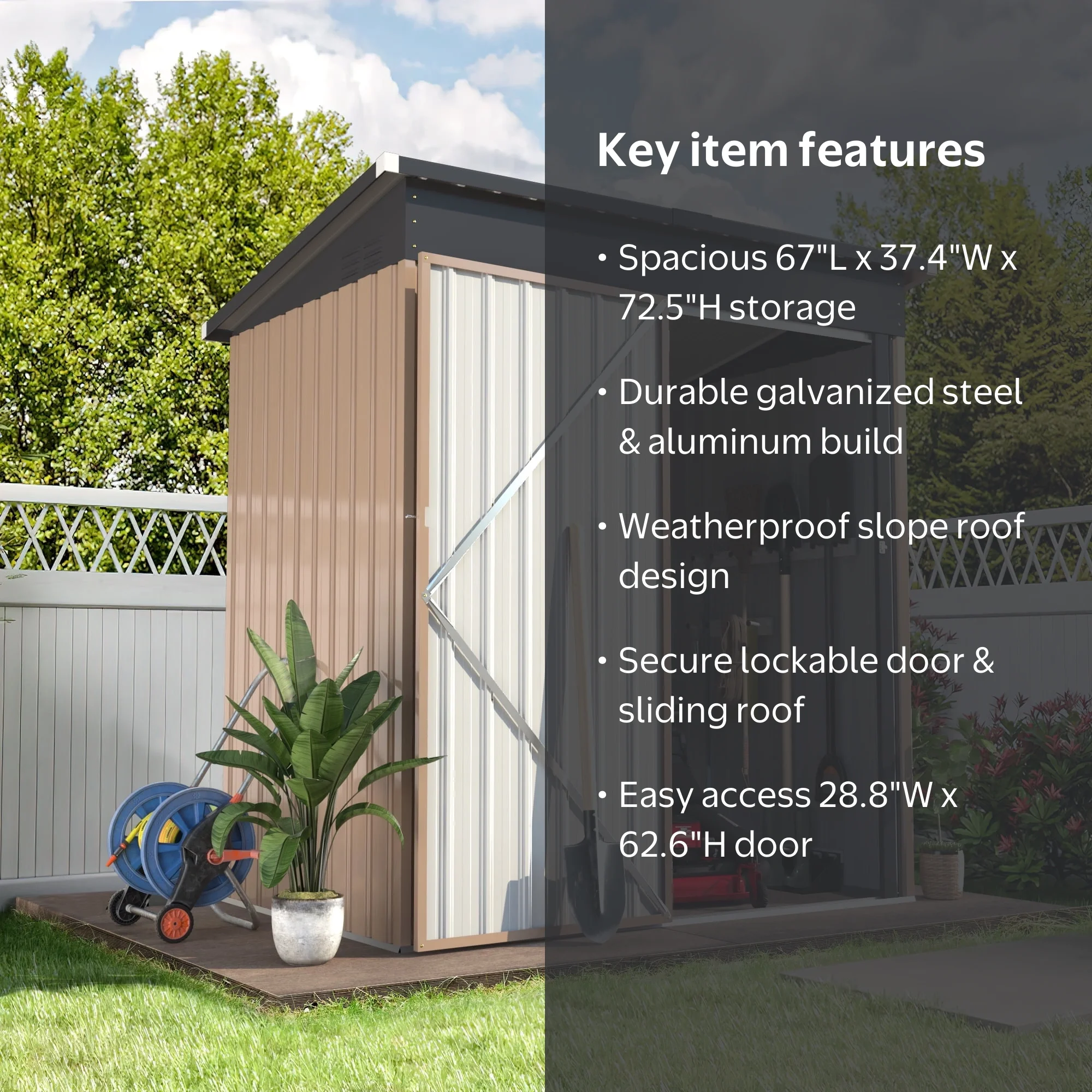 YODOLLA 5 x 3 ft. Outdoor Metal Steel Storage Shed with Sliding