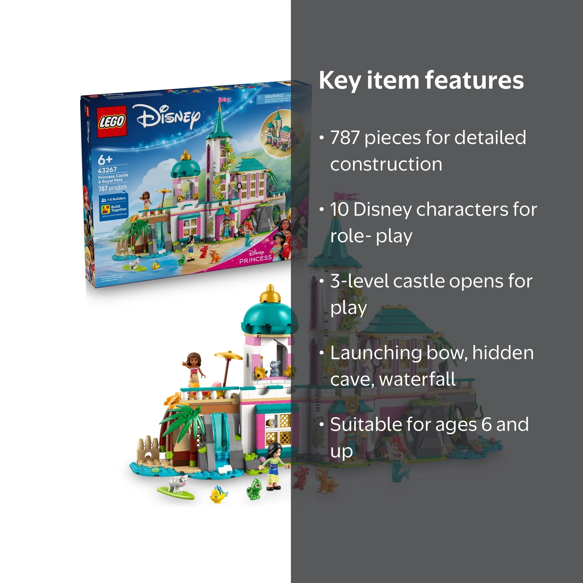 LEGO Disney Princess Castle & Royal Pets Kids Toy - Pretend Play