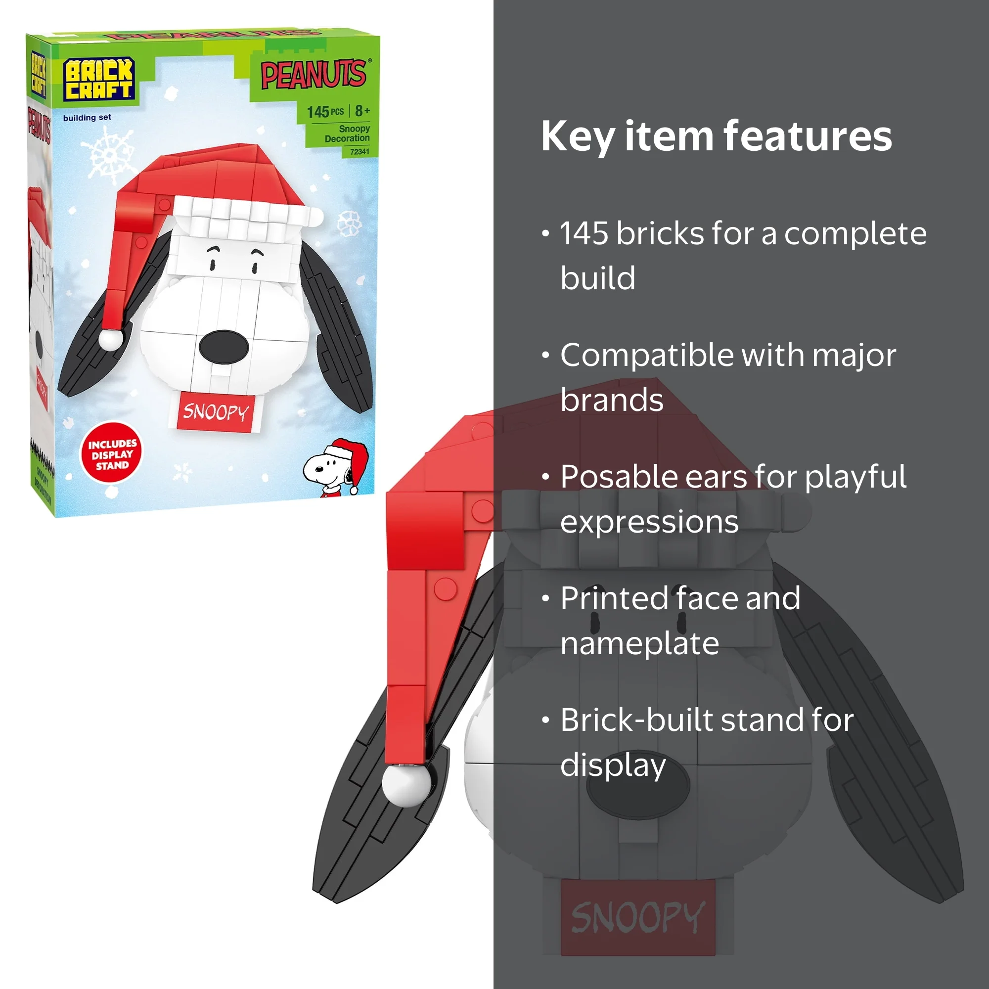 Brickcraft Peanuts Snoopy Decoration Kit, 145-Pc Holiday Display
