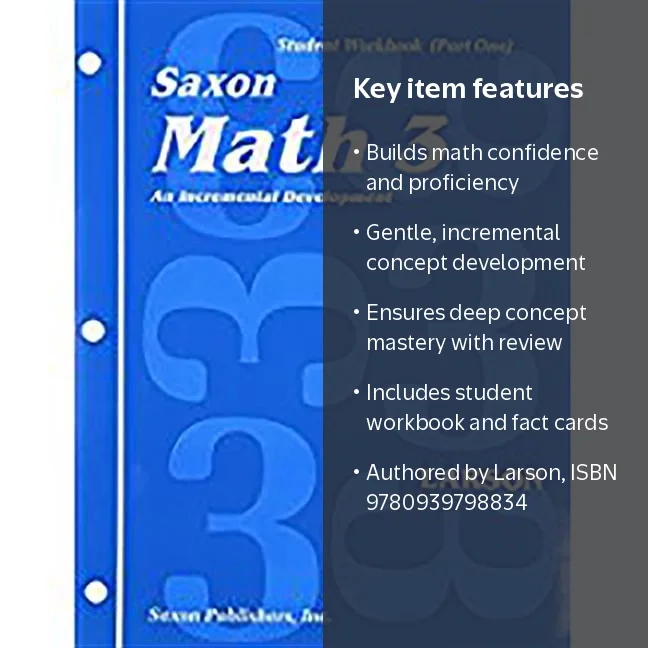 Saxon Math 3 Student Workbook Set: 1st Edition, (Paperback