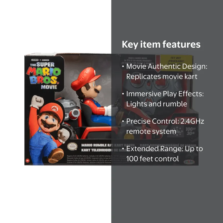Nintendo Super Mario Rumble RC Racer with Lights, Sounds, Mario's