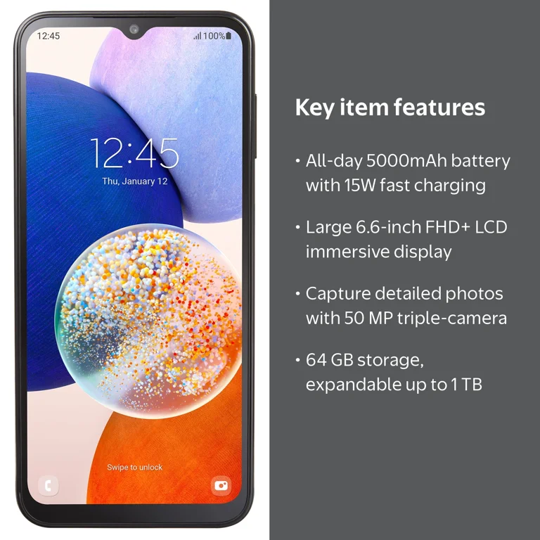 Samsung, Prepaid Smartphone, Galaxy A14 5G 64GB, Black - Walmart.com