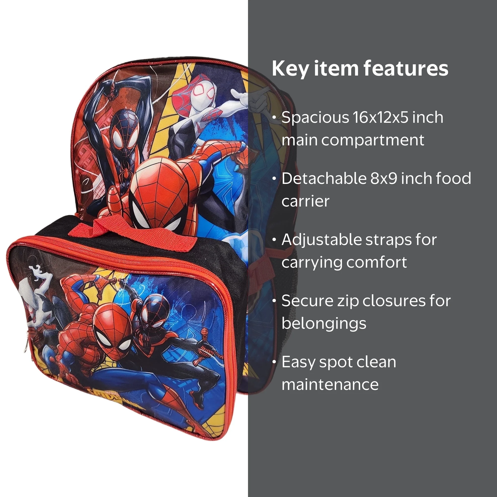 Spiderman, Ghost ahd Miles Morales Full Size 16 Inch Backpack with