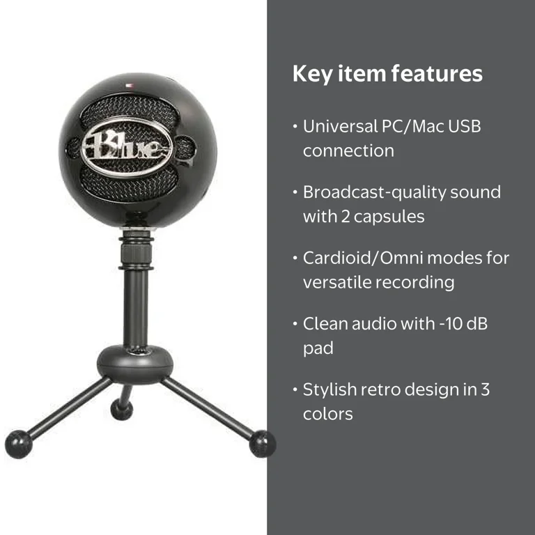 Blue Snowball Wired Condenser Microphone - Walmart.com
