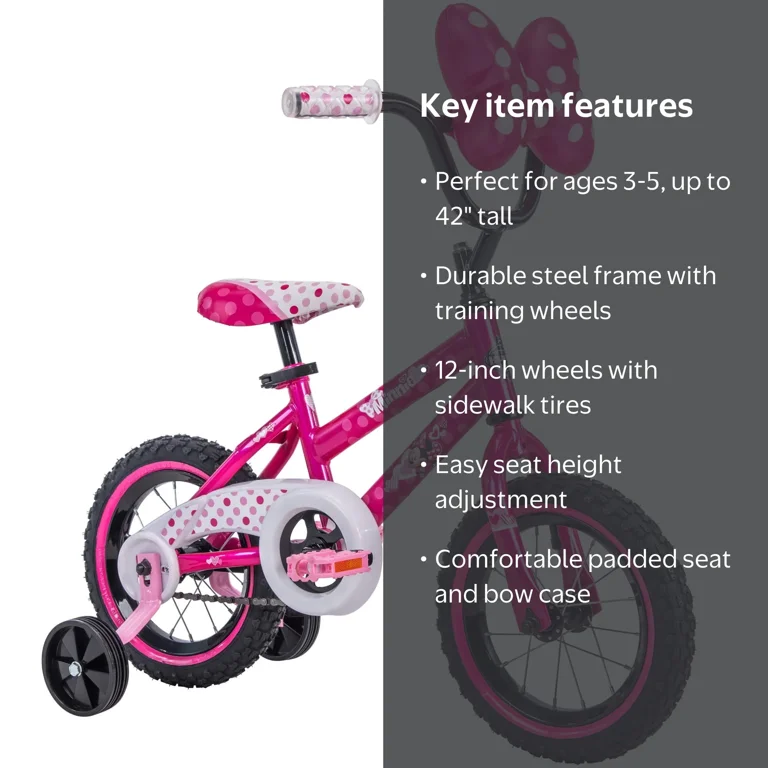 Disney Minnie Mouse 12 Bike - Pink - Ages 3-5 - Coaster Brake