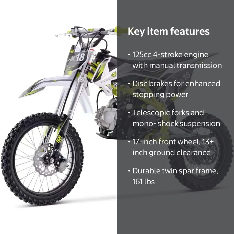 HHH DB-X18 Gasoline 125cc Dirt Bike for Youth ( Green ) ( factory