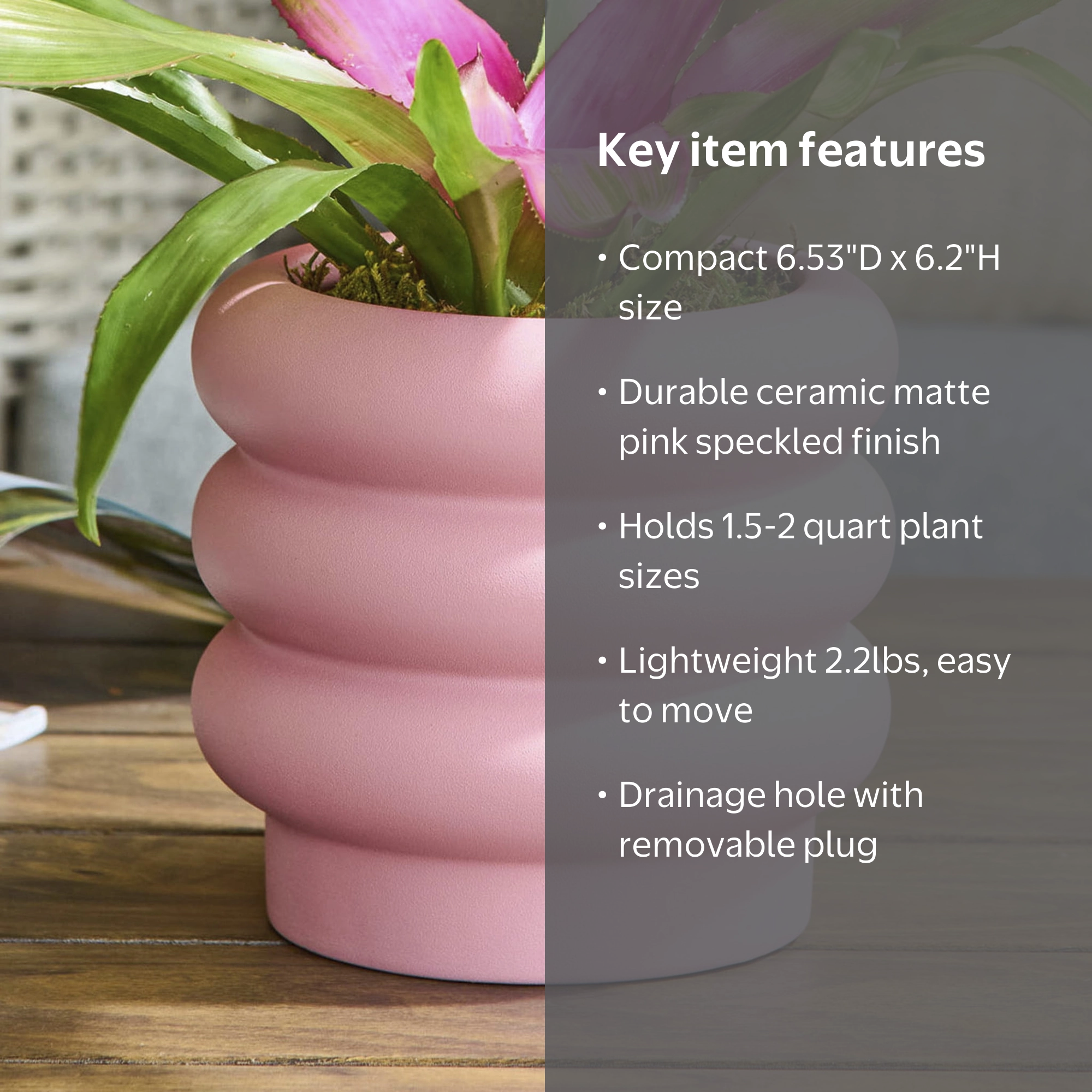 Better Homes & Gardens Pink Ceramic Bubble Planter 6.53 inch