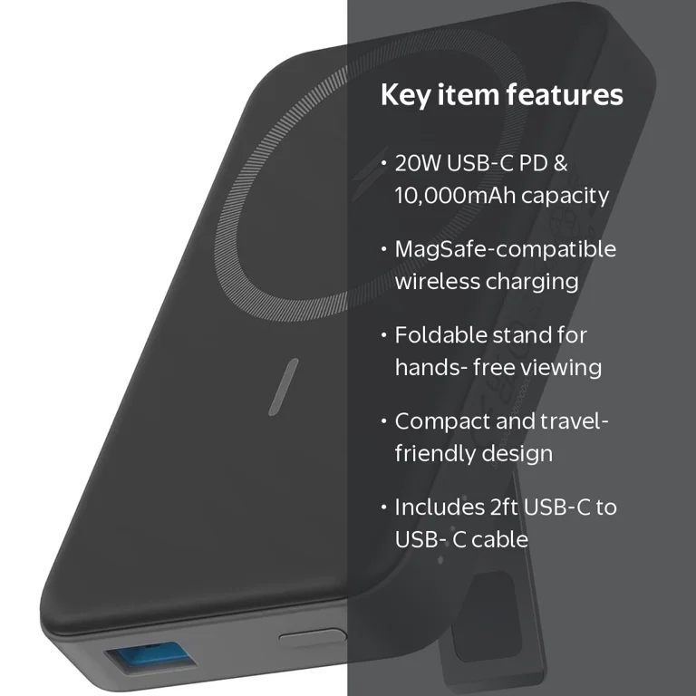 Anker, Magnetic Battery, 10,000mAh, Wireless, Foldable Stand Anker, Magnetic Battery, 10,000mAh, Wireless, Foldable Stand