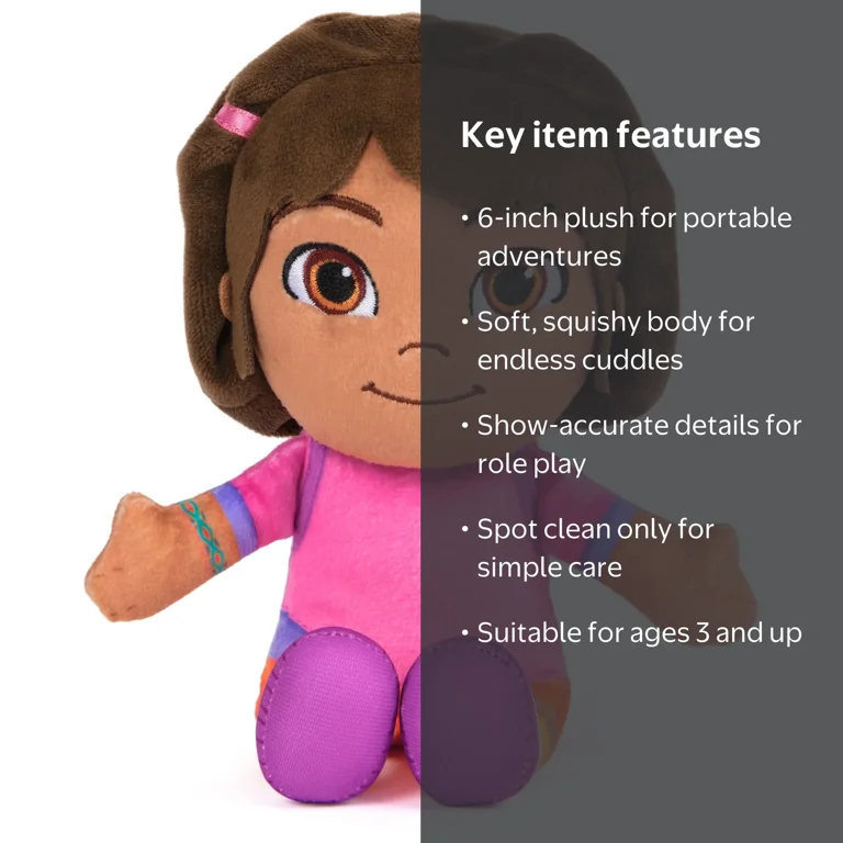 dora Dora the Explorer, Official Dora Plush Doll, 6-inch Stuffed Animal
