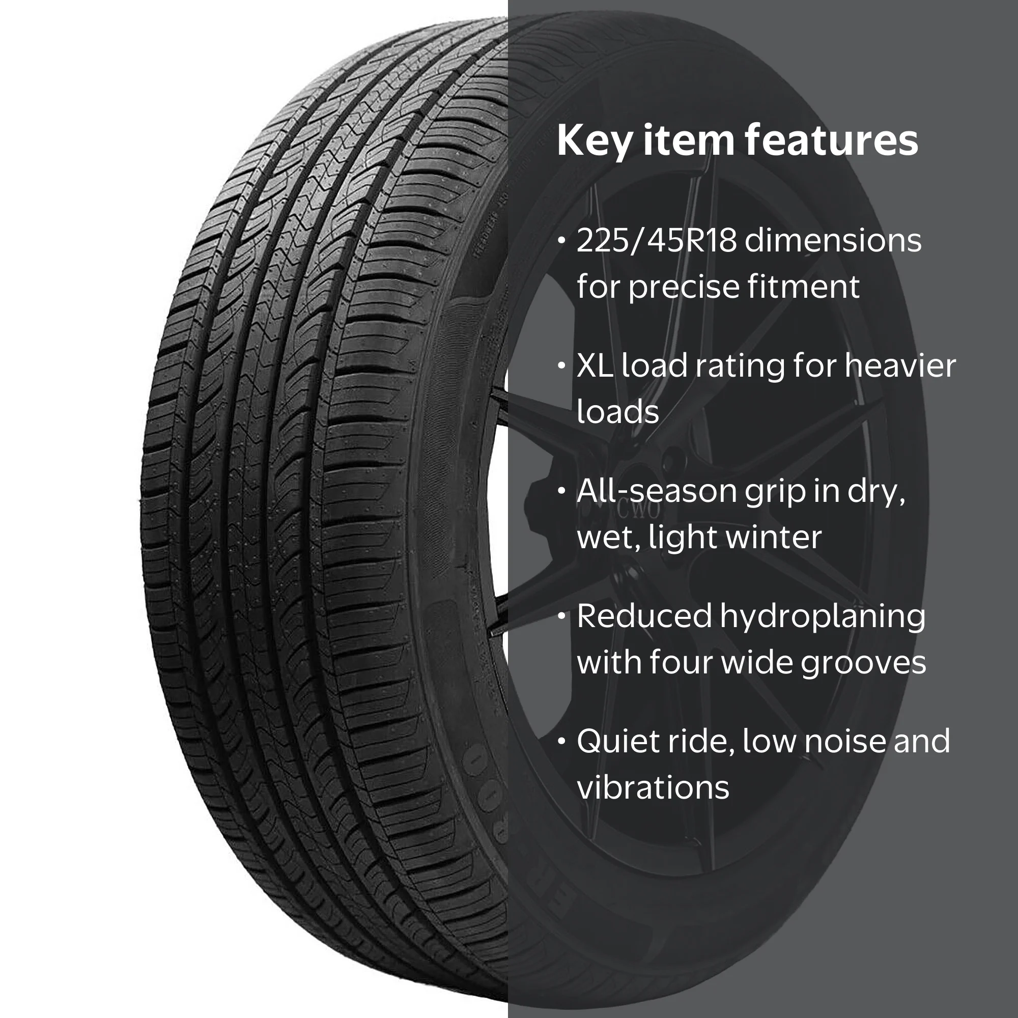 Advanta ER800 All Season 225/45R18 95V XL Passenger Tire, Four