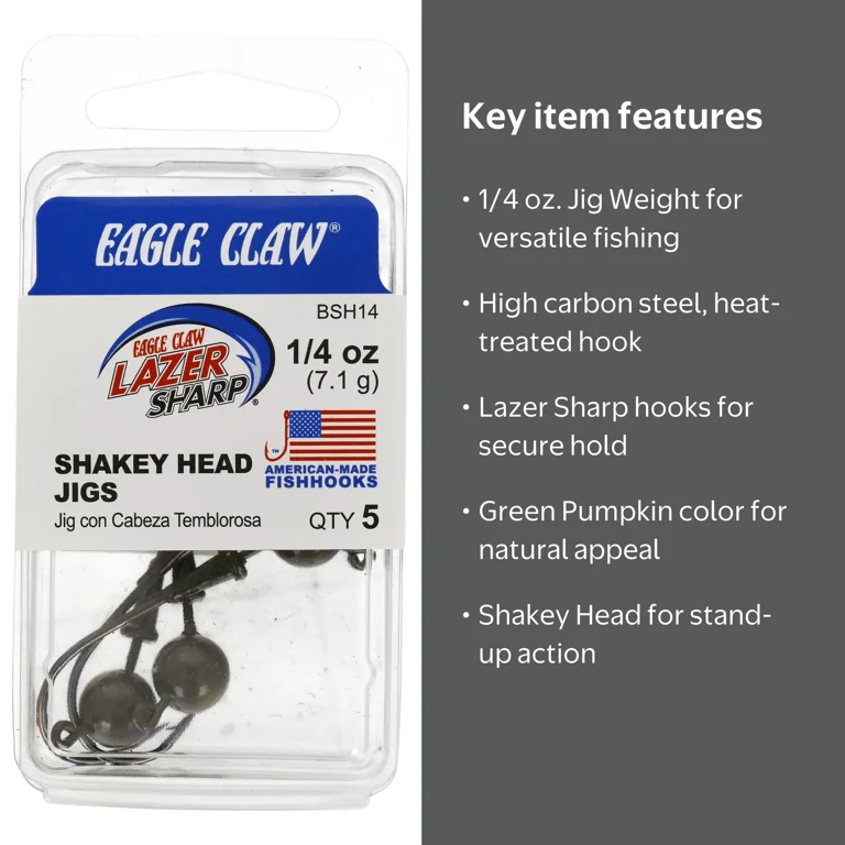 Lazer Sharp Shakey Head Jig Green Pumpkin 1/4 oz High Carbon Steel