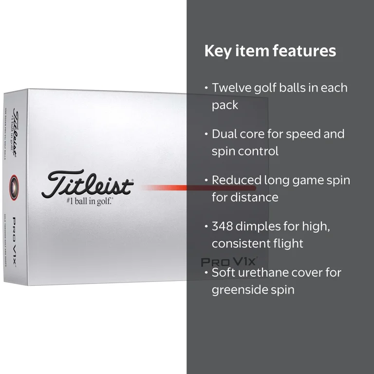 Titleist 2025 Pro V1x, 12 Pack, White, High Flight Trajectory