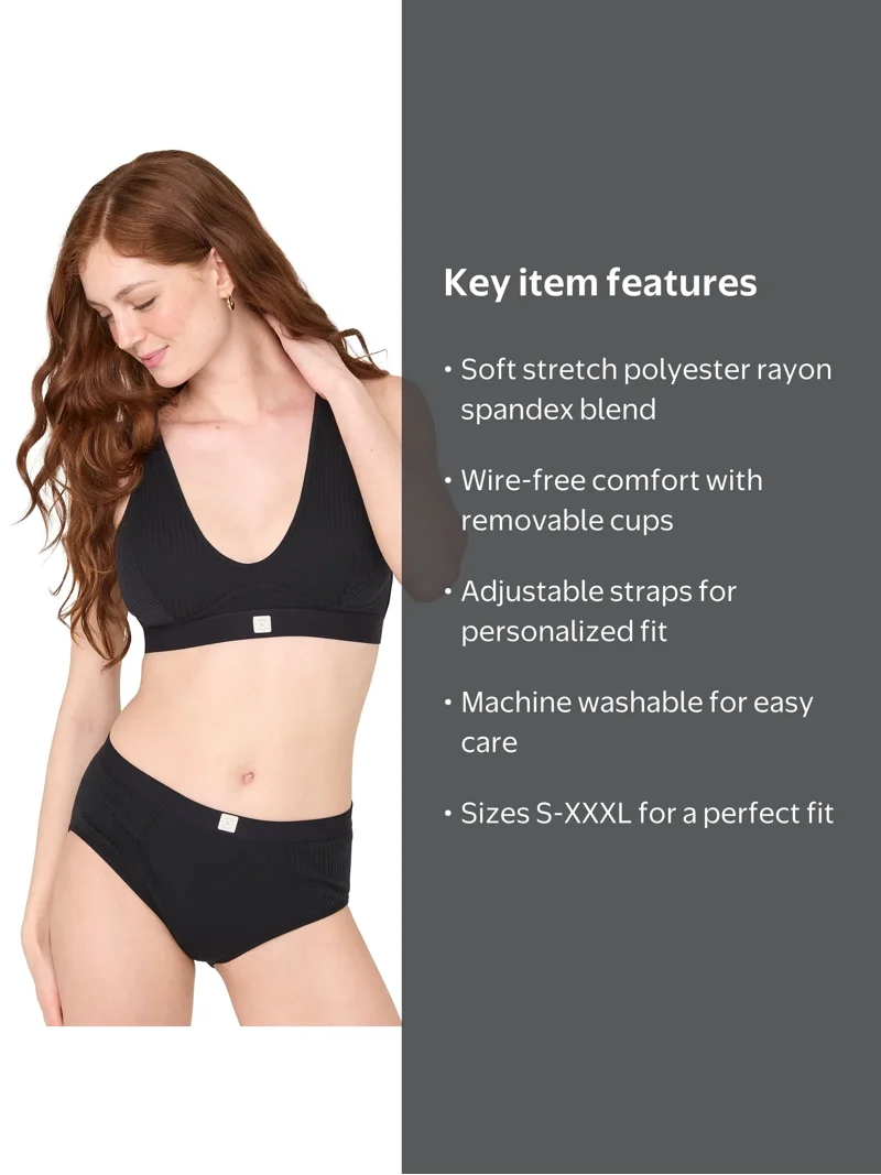 Yours So Comfy Rib Lounge Bra - Sizes S-XXXL - Walmart.com