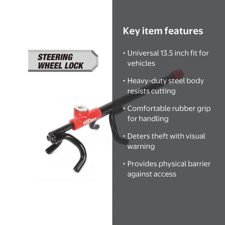 Hyper Tough Universal Steering Wheel Lock Anti-Theft Car, Truck
