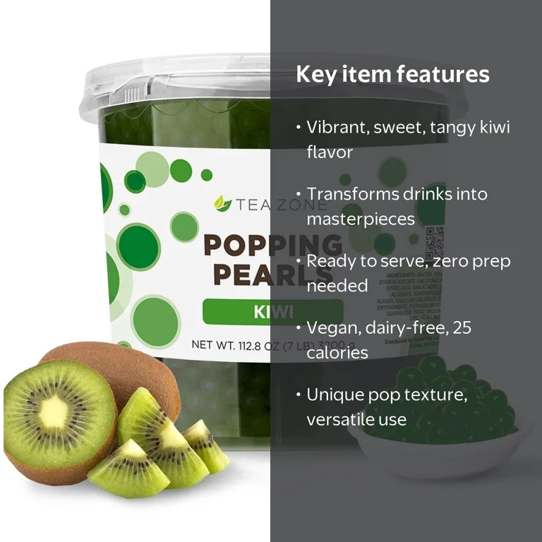 Tea Zone, Popping Pearls, Kiwi, 7 lbs, Green, for Beverages and