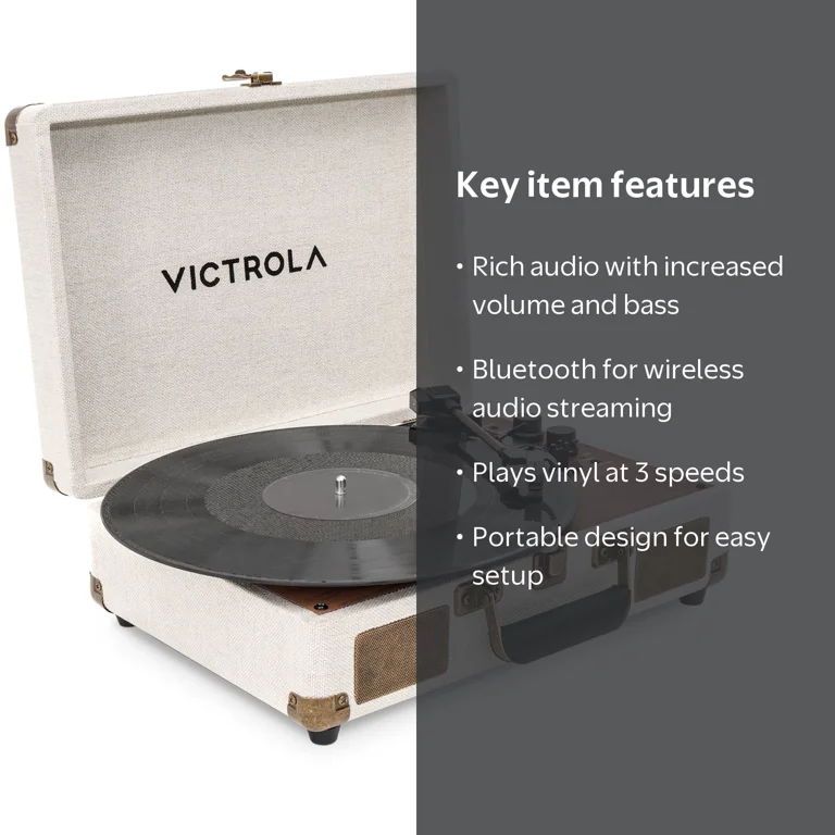 Victrola Venture Bluetooth Suitcase Record Player (Oak) - Walmart.com