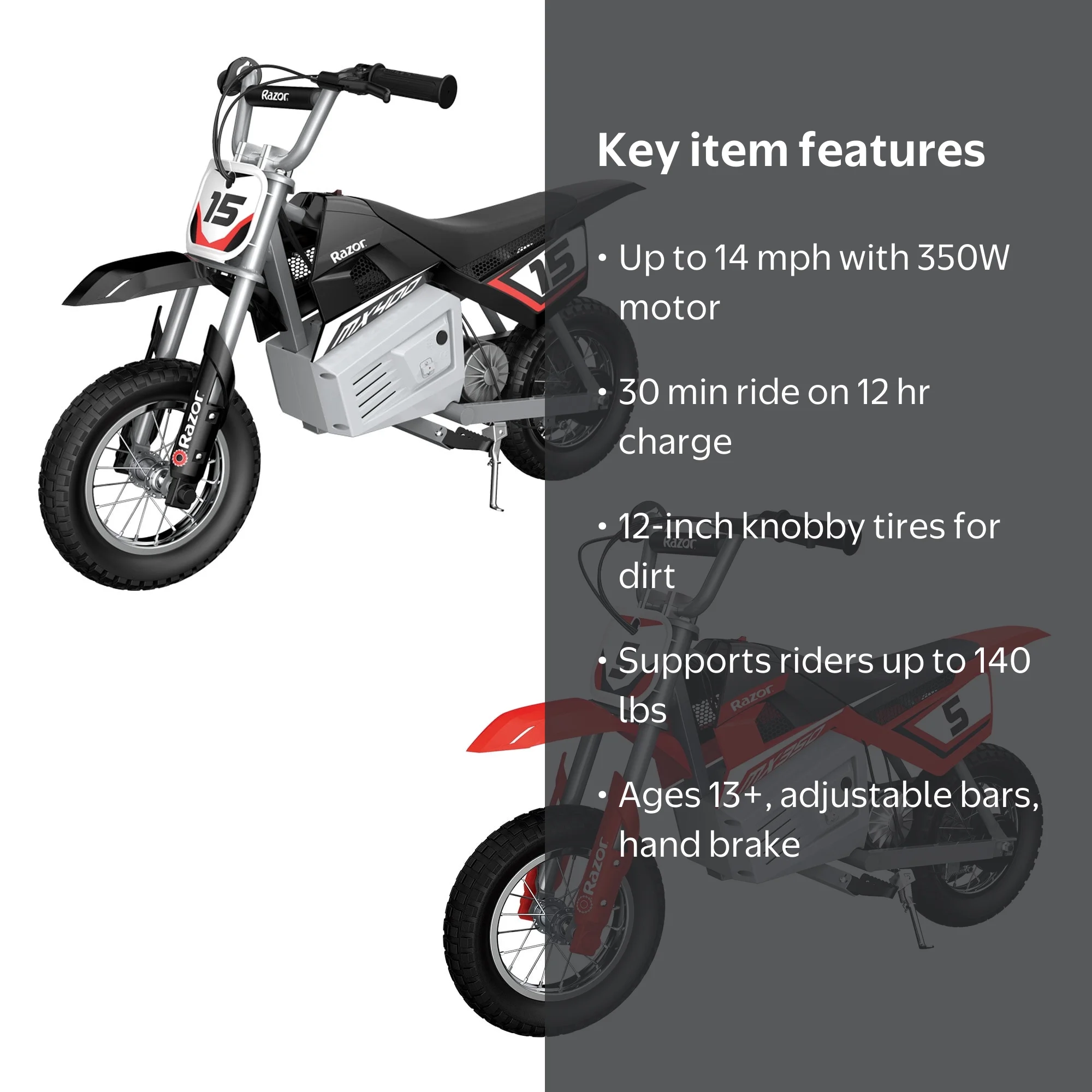 Razor MX350 & MX400 Dirt Rocket Electric Motorcycle Dirt Bike