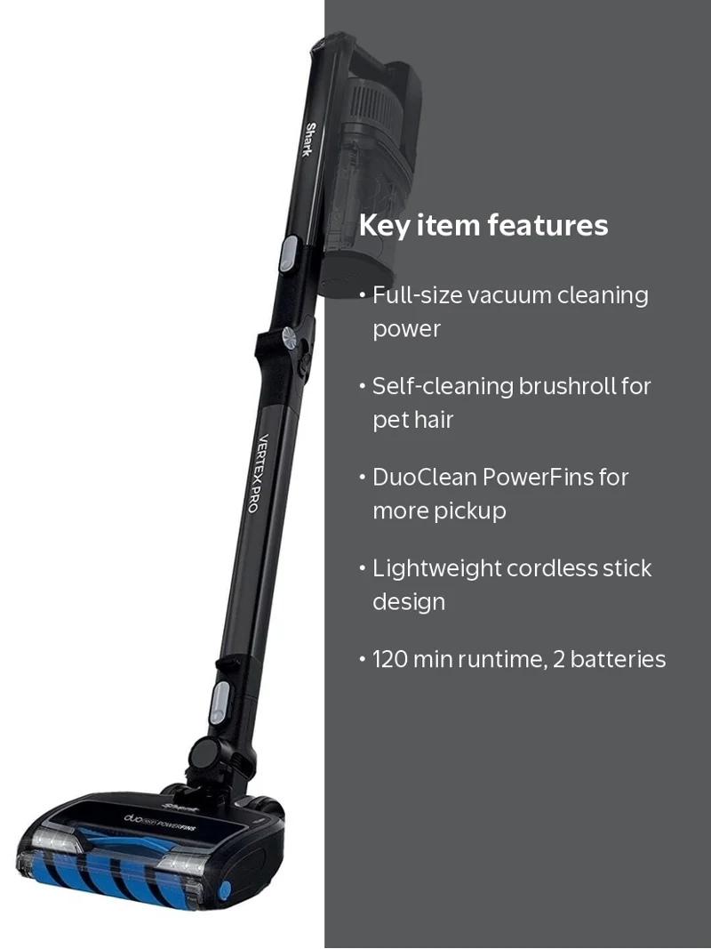 Shark, Cordless Stick Vacuum, IQ Display, DuoClean PowerFins