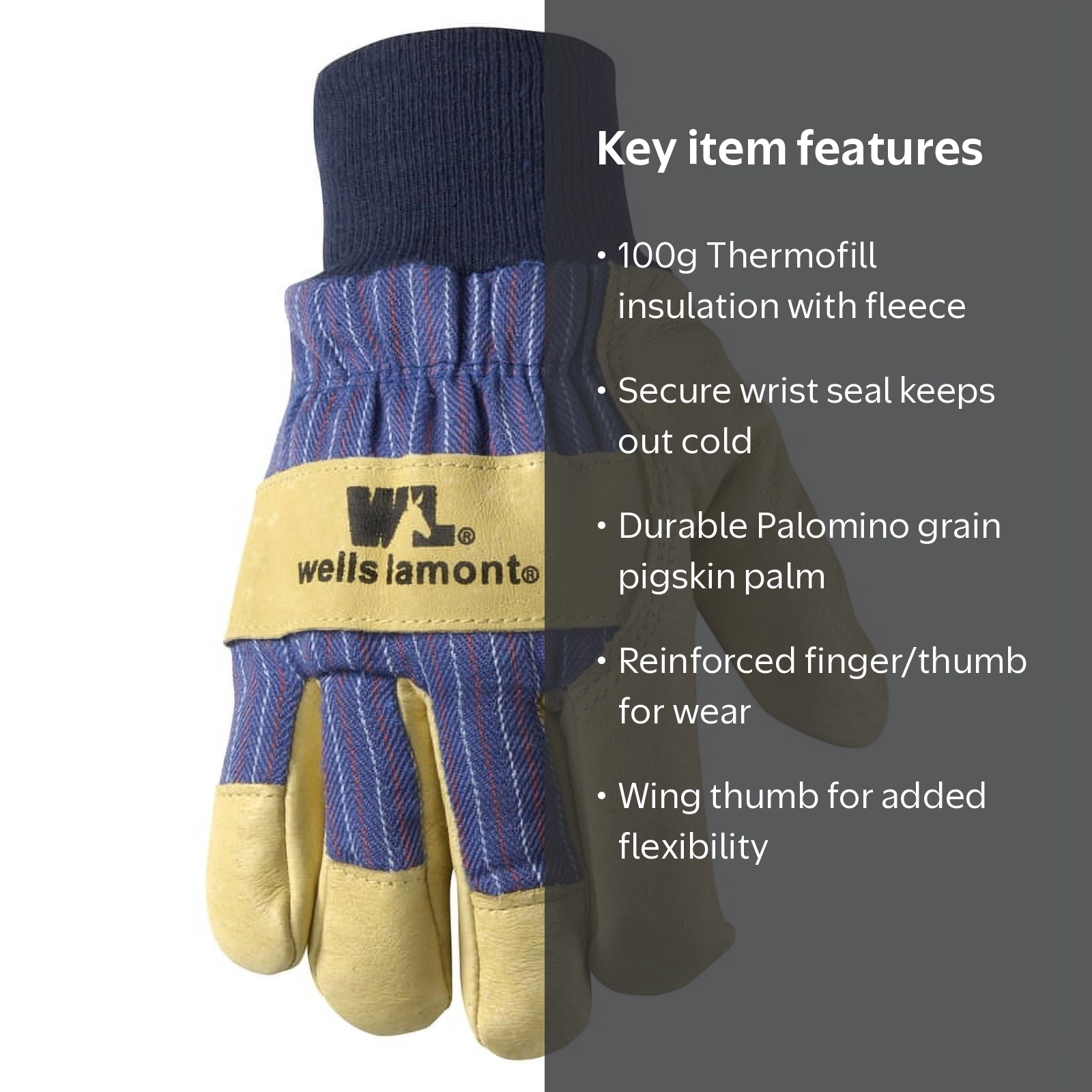 Wells Lamont, Men's Cold Weather Work Gloves, XXL, Leather/Poly