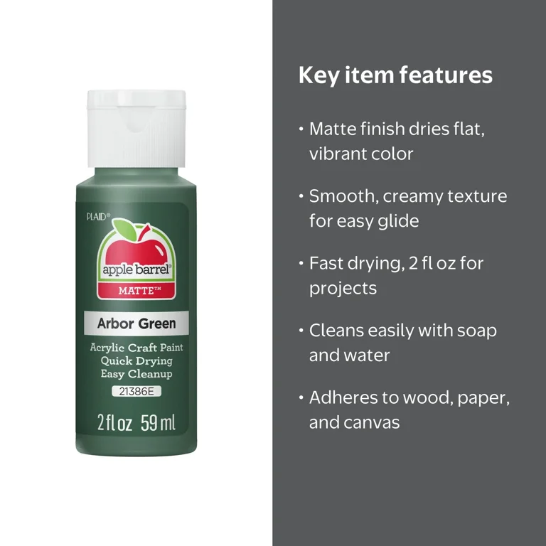 Apple Barrel Acrylic Craft Paint, Matte Finish, Arbor Green, 2 fl