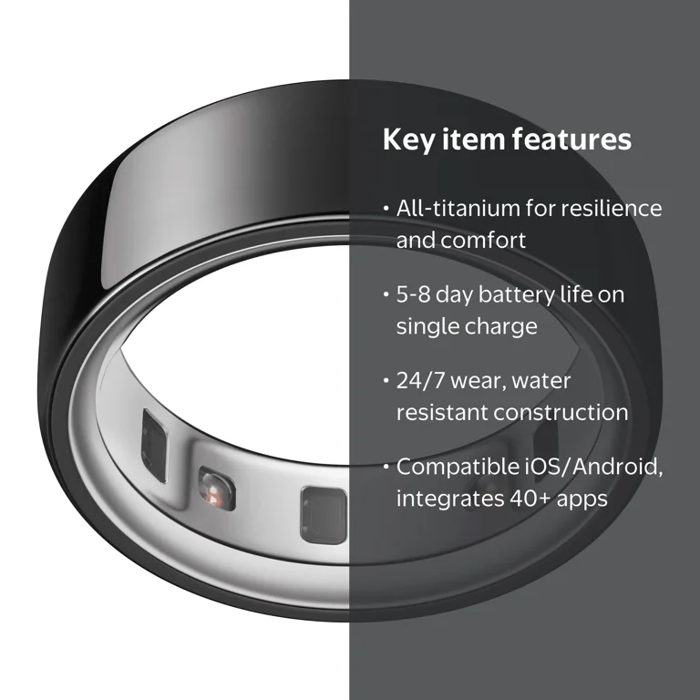 Oura Ring 4, Black, Size 11, Smart Wearable, Sleep, Fitness