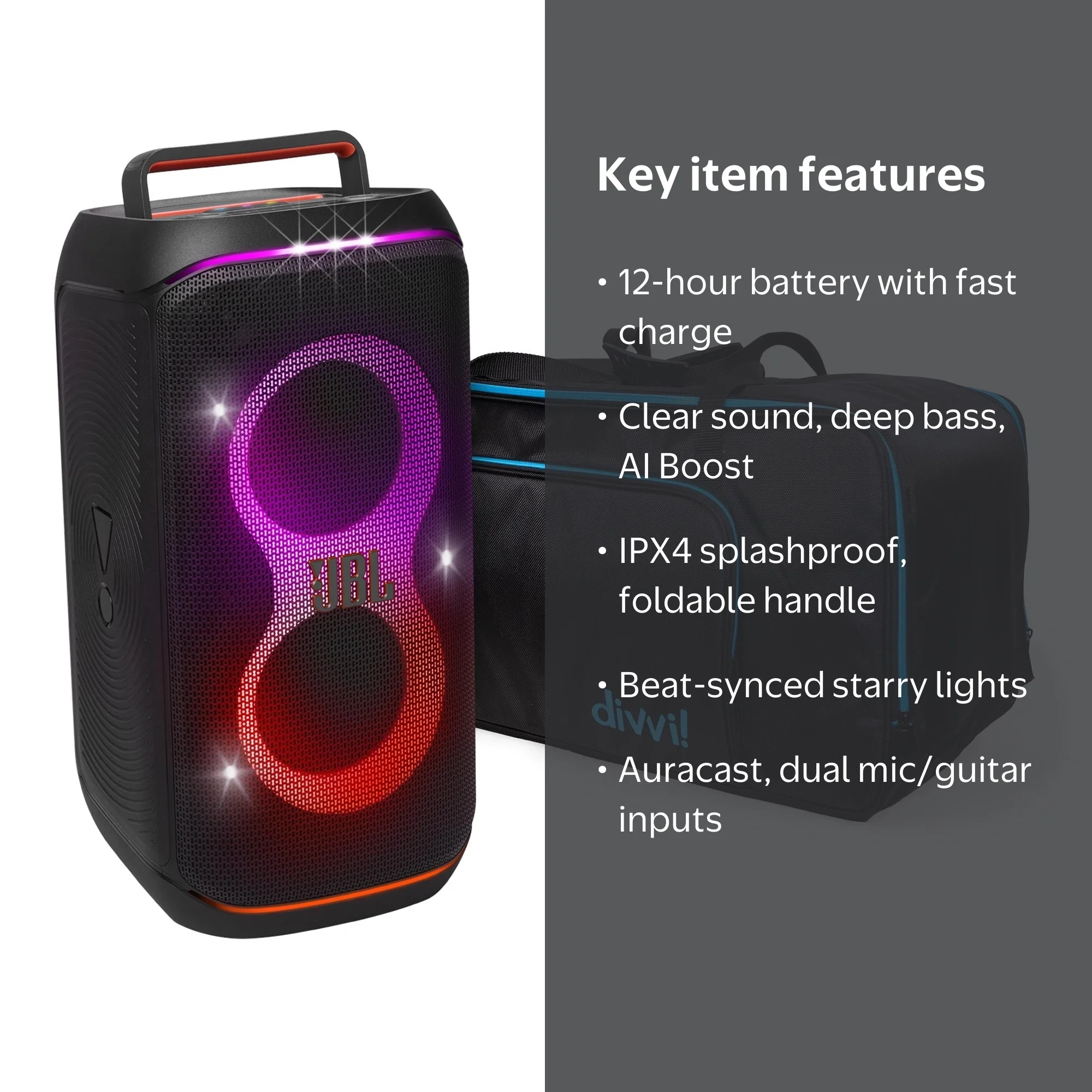 JBL, PartyBox Club 120 Portable Bluetooth Speaker Bundle with