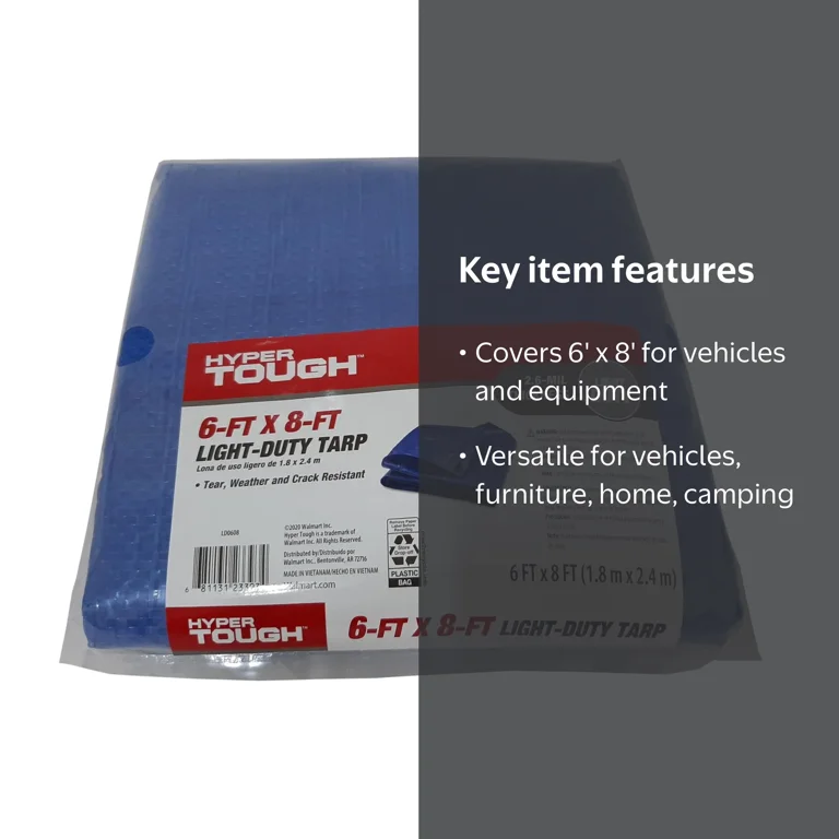 Hyper Tough Light Duty 6x8 ft Polyethylene Tarp for Covering