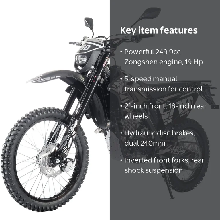 X-Pro Templar 250cc Dirt Bike Kick/E-Start 5 Speed Manual