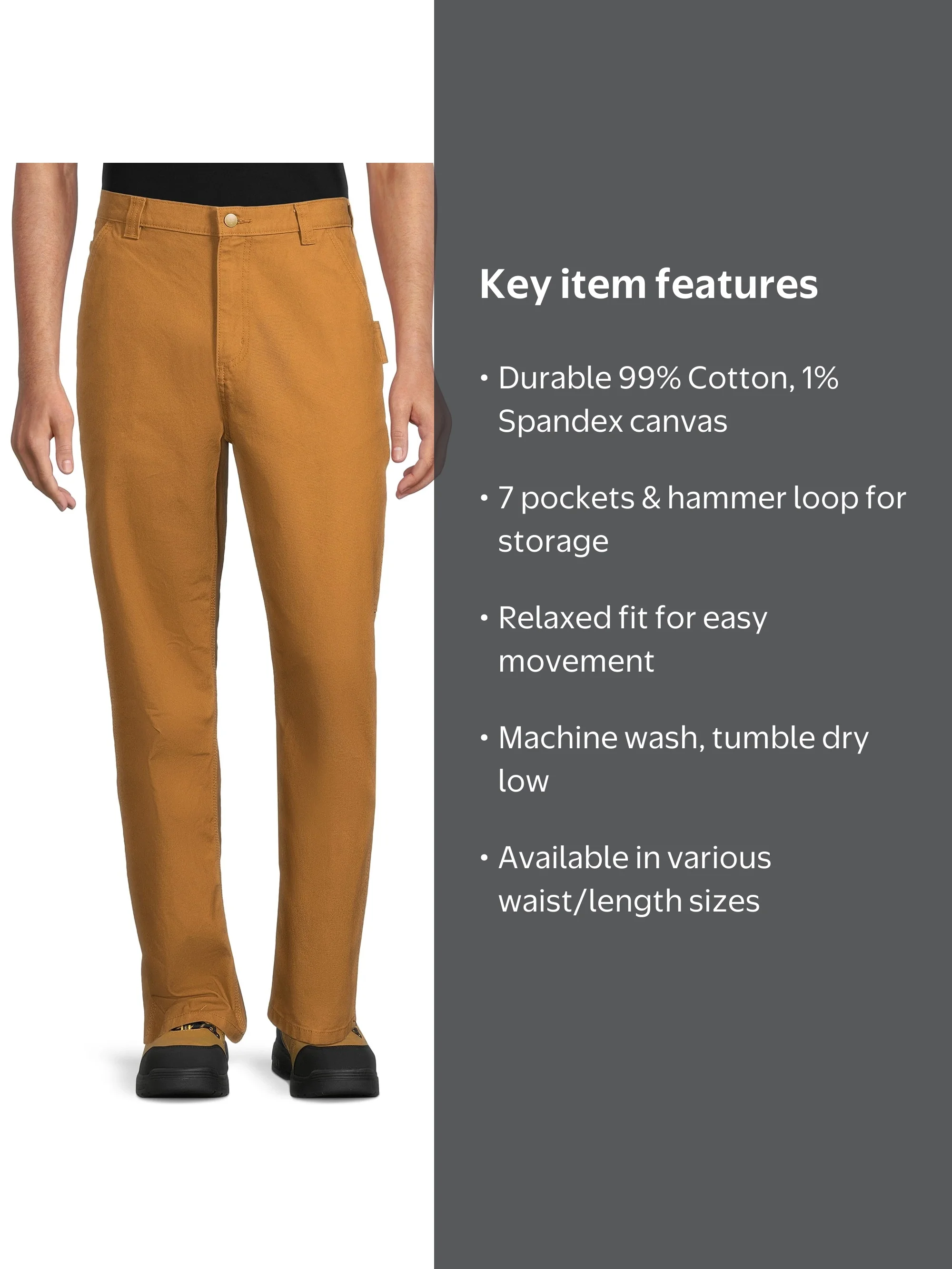 Brahma Men's Workwear Carpenter Pants with Hammer Loop and Utility