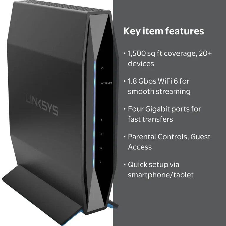Linksys E7350 AX1800 Dual Band Wi-Fi 6 Wireless Router for Home
