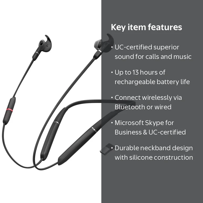 Jabra Evolve 65E Wireless Earpiece Headset & Link 370 (6599-623