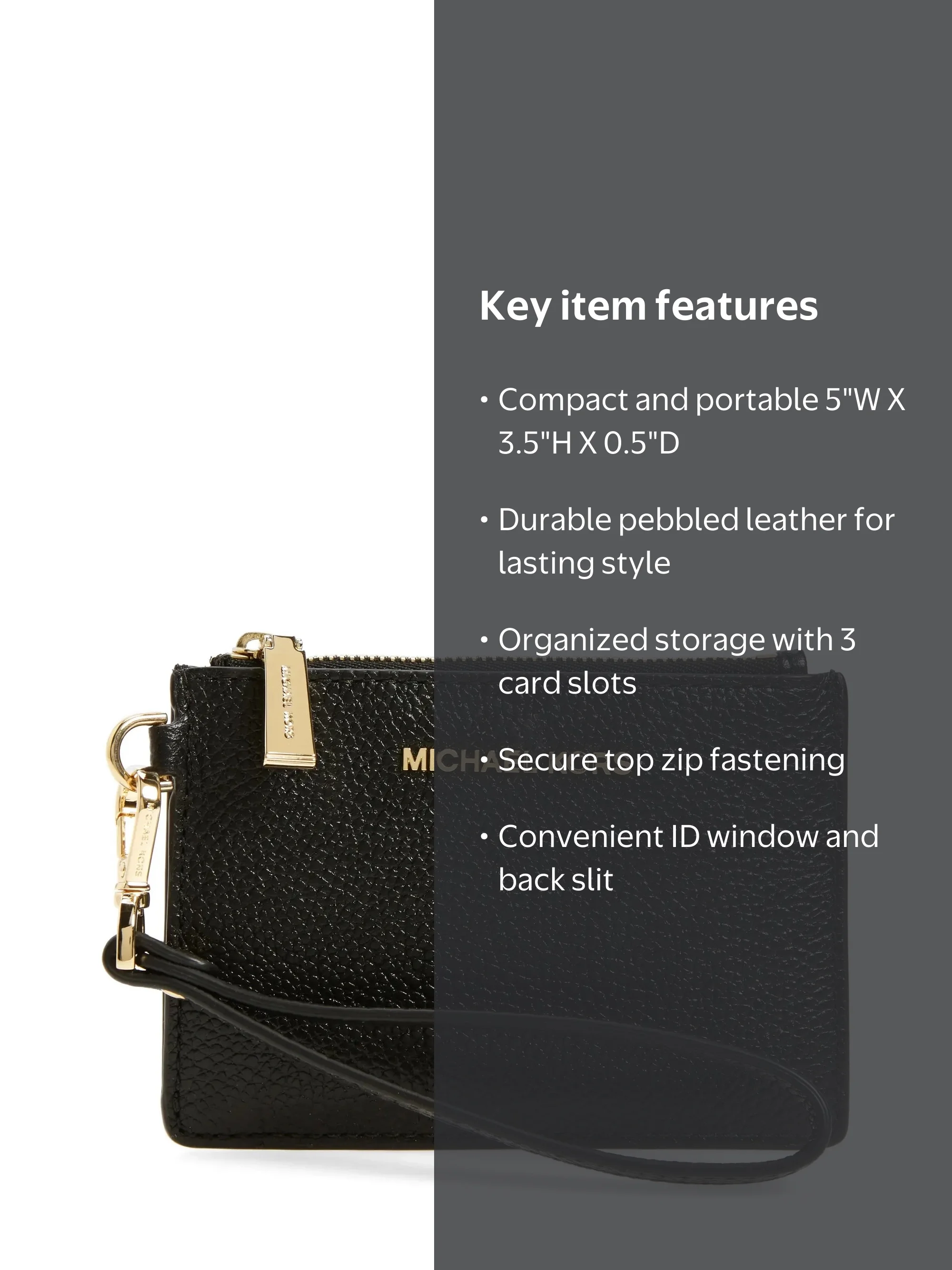 MICHAEL Mercer Small Coin Purse Black 32T7GM9P0L-187 - Walmart.com