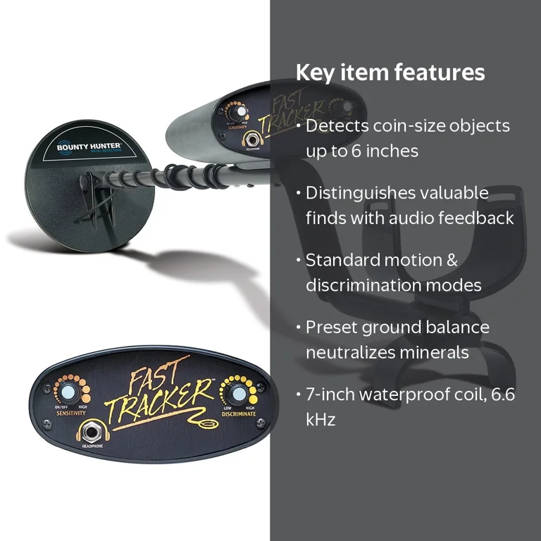 Bounty Hunter Waterproof Fast Tracker Metal Detector with High