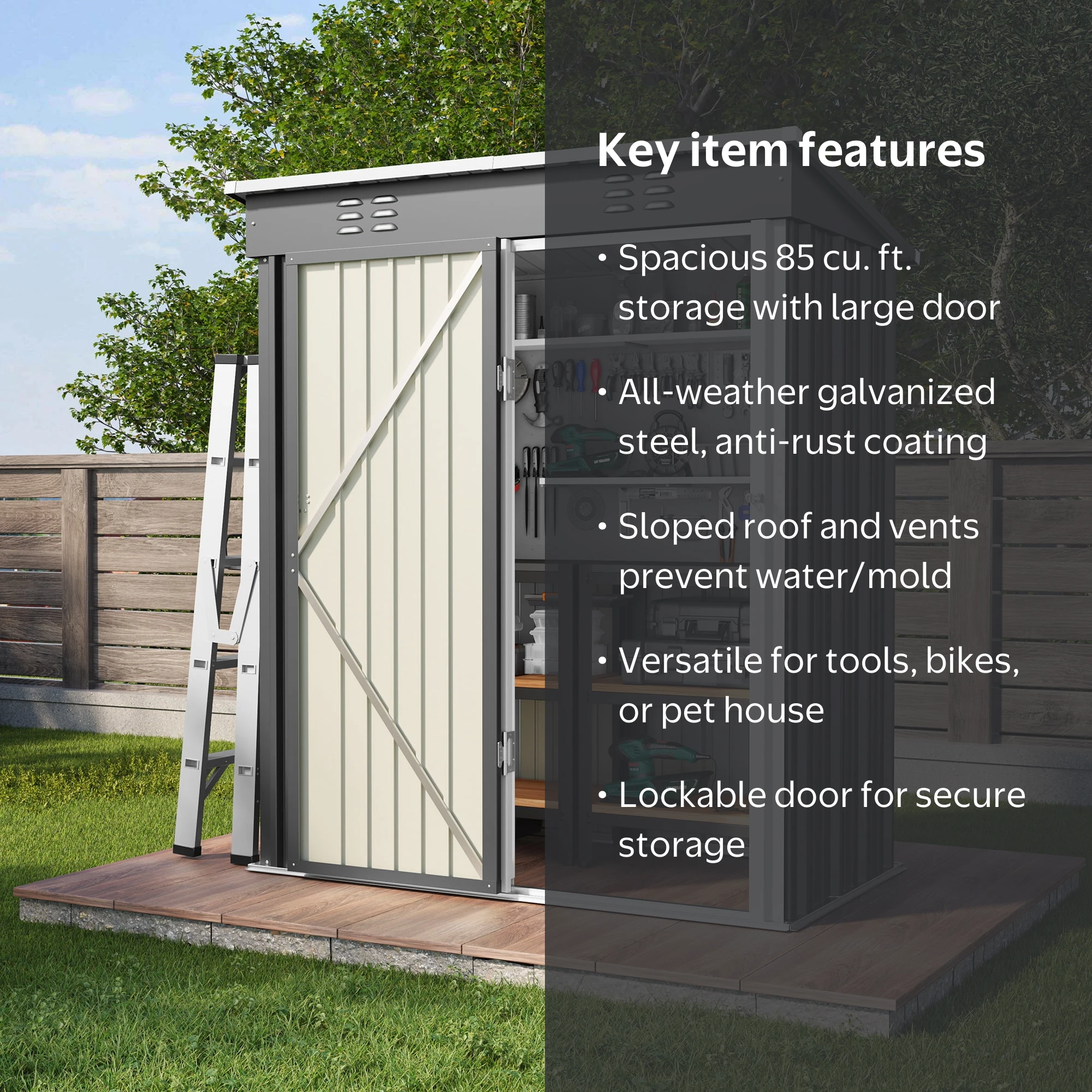 Asofer 5' x 3' Tool Garden Shed, Outdoor Backyard Storage with