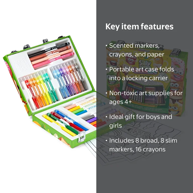 Crayola Silly Scents Mini Art Case, Scented Markers, Coloring Set